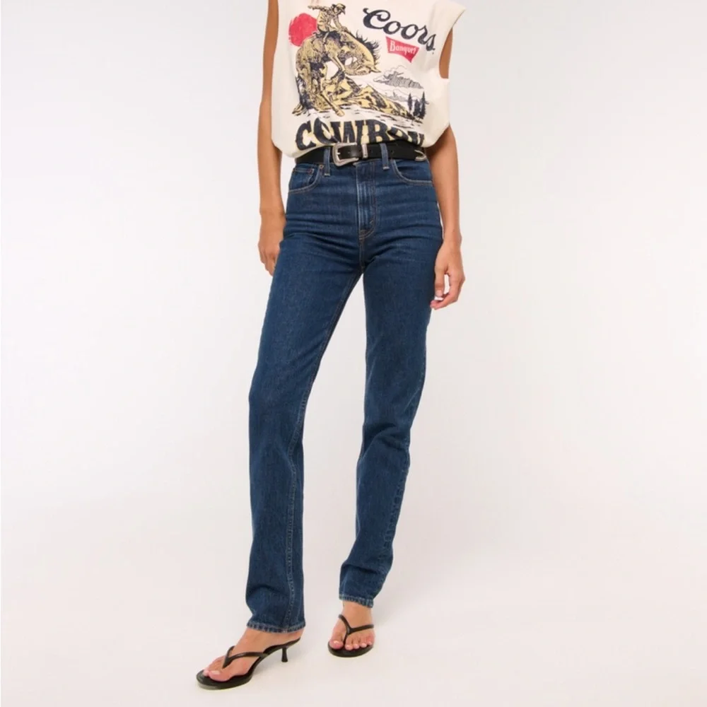 Abercrombie & Fitch Dark Blue Straight Leg Jeans - Picture 1 of 4